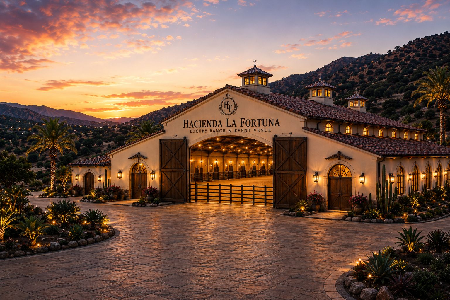 The grand entrance at golden hour